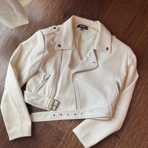 Missguided Off-White faux Leather Jacket